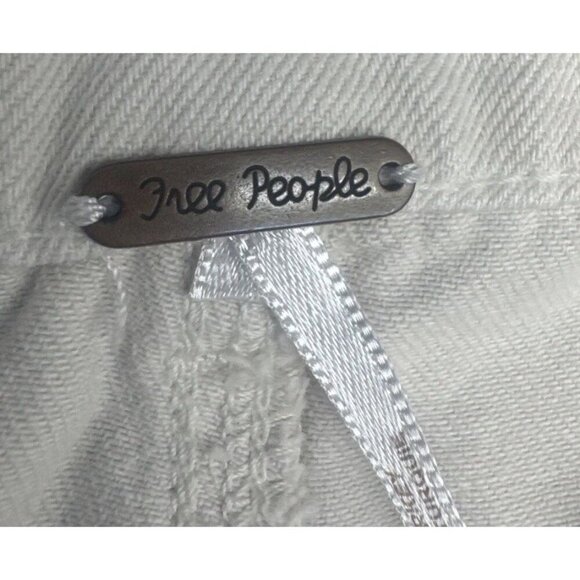 Free People Womens Cream Tofu Slouch Cargo Baggy Pants Button Cuff Sz 6 - Picture 9 of 16